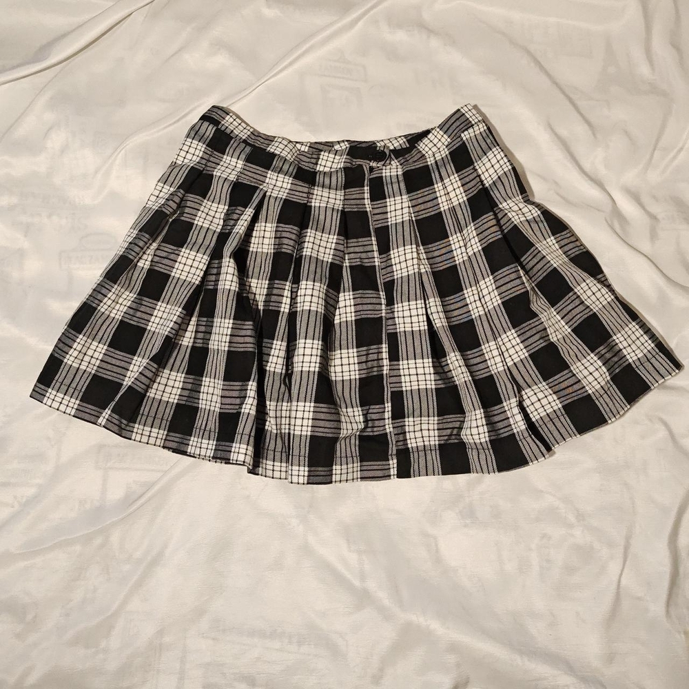 Self Love Plaid Black & White Mini Skirt